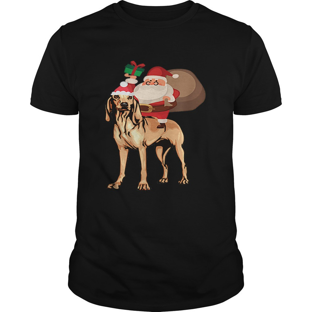 Santa Riding Bloodhound Christmas Pajama Gift Shirt